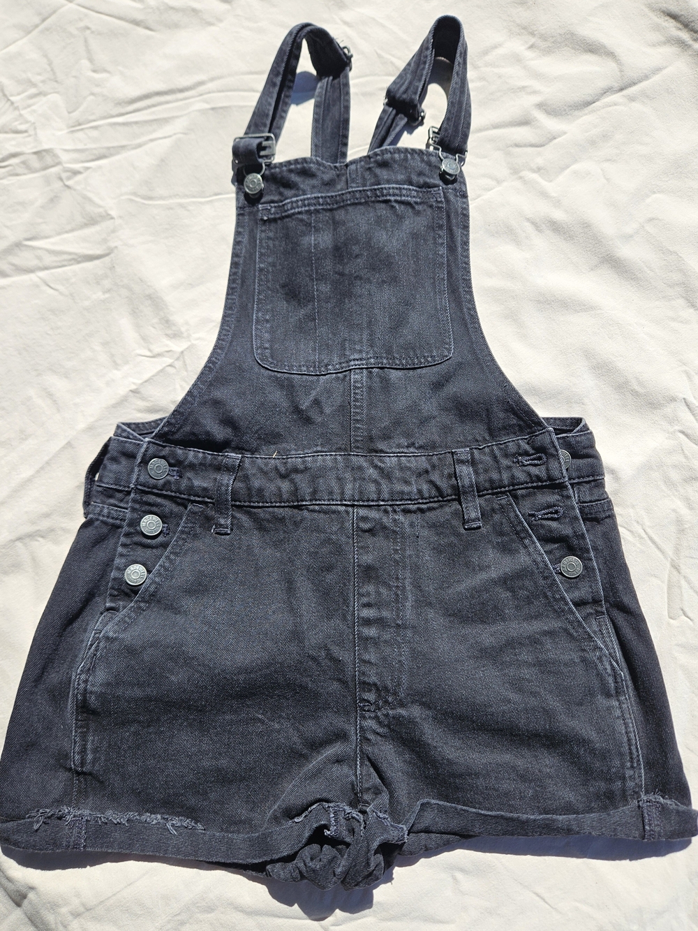 Madewell Black Denim Short Overalls